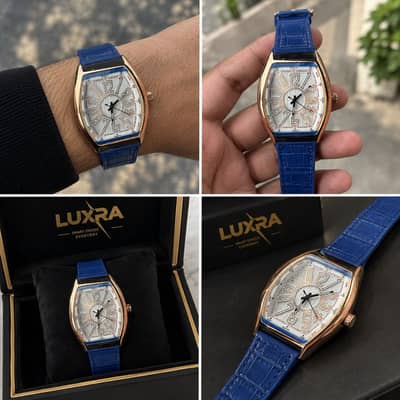 Blue luxry watch ⌚ Rose gold case and stylish leather strap