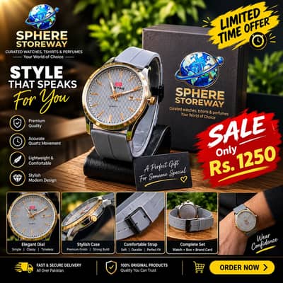 Sphere Storeway Executive Men's Quartz Watch - Premium Grey Silicone S