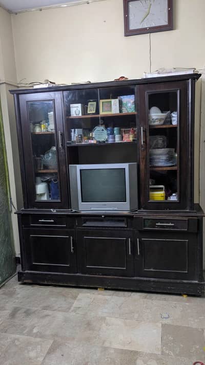Large wooden furniture TV cabinet & showcase with Glass Doors