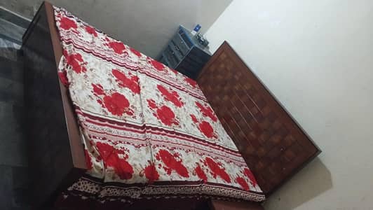 King Size Double Bed With Mattress - Wooden - Good Condition