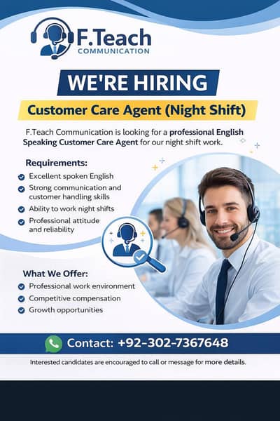Customer Care Agent for Night shift ( no cold calling)