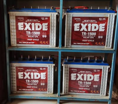 4 Exide TR-1500 Tall Tubular Deep Cycle Batteries (12V 145Ah)