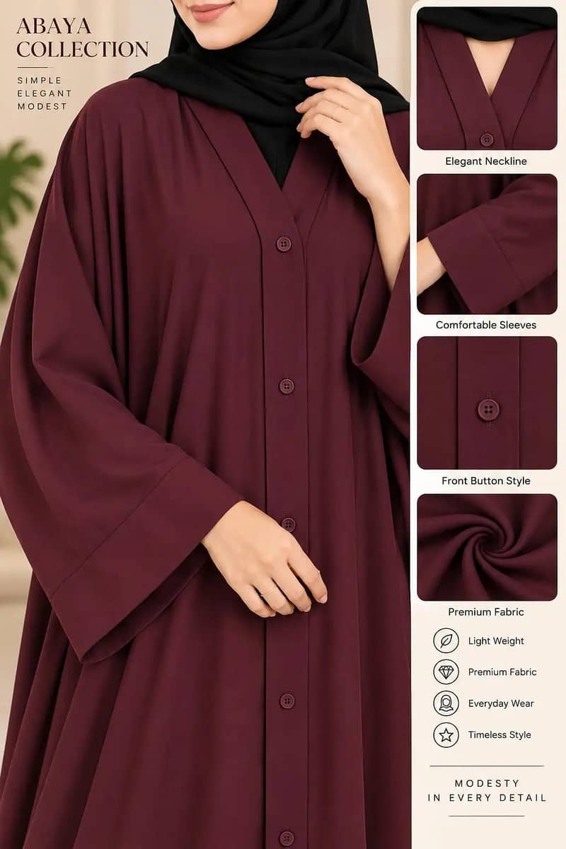simple plain modest  abaya 1