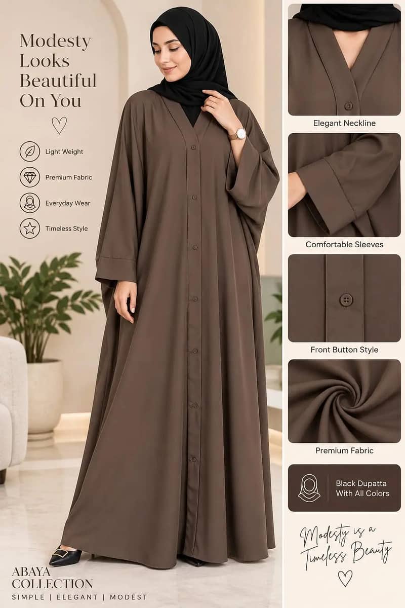 simple plain modest  abaya 2