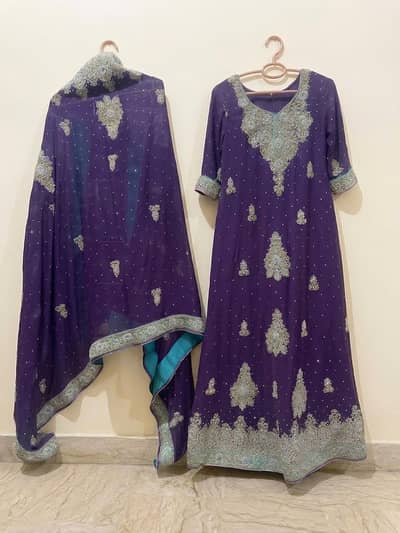 Stunning Royal Purple Heavy work bridal dress Perfect for Walima