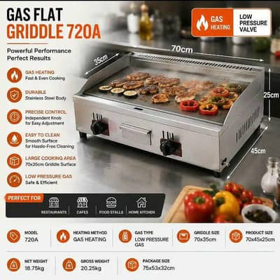 Imported Commercial Gas Flat Hotplate Griddle 27×13 Inches S. Steel