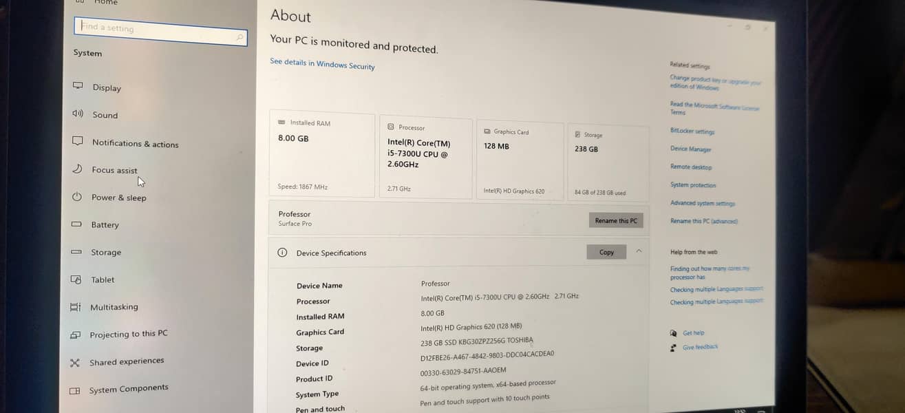 surface pro 5 touch N Type 0