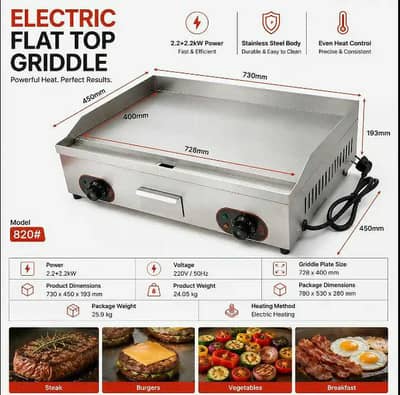 Imported Commercial Electric Flat Hotplate Griddle 28×15 Inches
