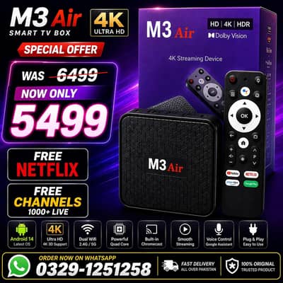 M3 AIR LATEST ANDROID TV BOX WITH VOICE REMOTE