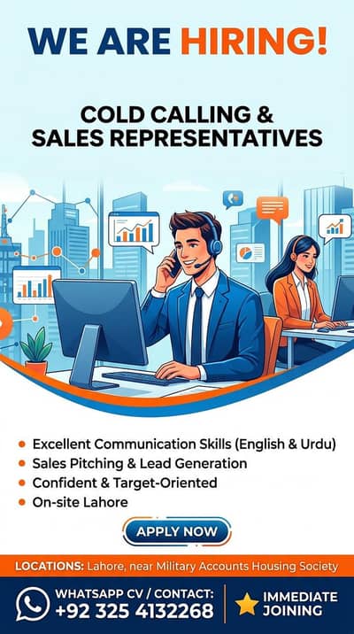 We're hiring cold calling and sales representative