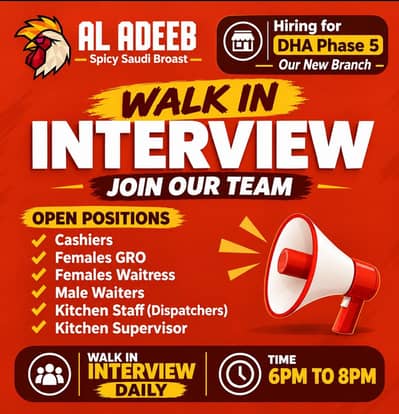 Staff Required for Restaurant DHA Phase 5