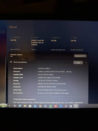 Lenovo V15-IWL Core i5 8th Gen 8GB RAM 256GB SSD