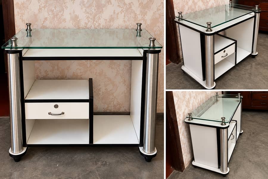 Modern Study & Computer Table with Glass Top 0