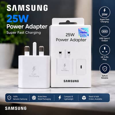 Samsung 25 watt Orignal Power Adapter – Super Fast Charging| UK 3-Pin