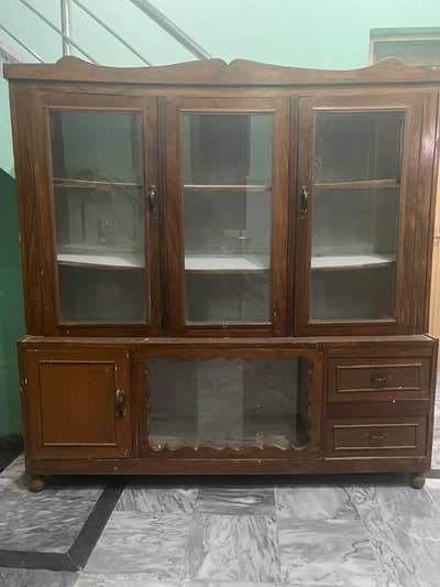 Wooden Display Cabinet / Crockery Cabinet with Glass Doors