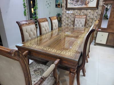 8-seater wooden dining table