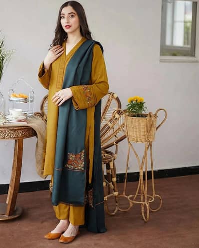 Aisling Winter Dhanak 3 Piece Mustard - Free Delivery.