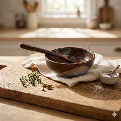 Wooden Serving Bowl for Baby first bite
