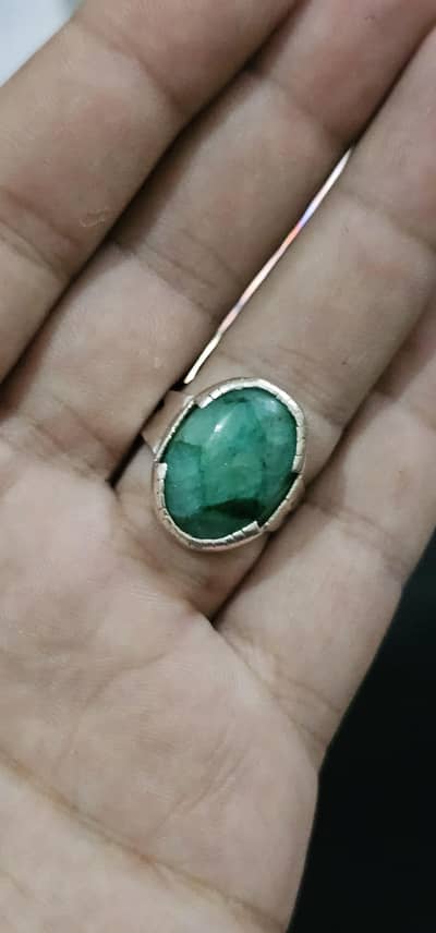 indian zamurd Emerald pana silver ring