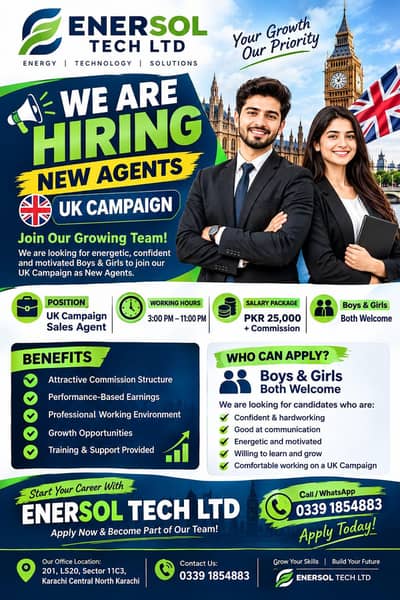 UK Campaign Sales Agent Jobs || New Agents Required / Boys & Girls Wel