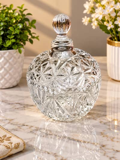 Red cherry glass  candy jar