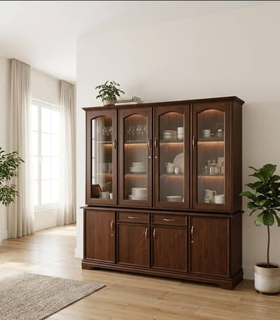 Luxury 4-Door Glass Crockery Cabinet / Showcase - Like New
