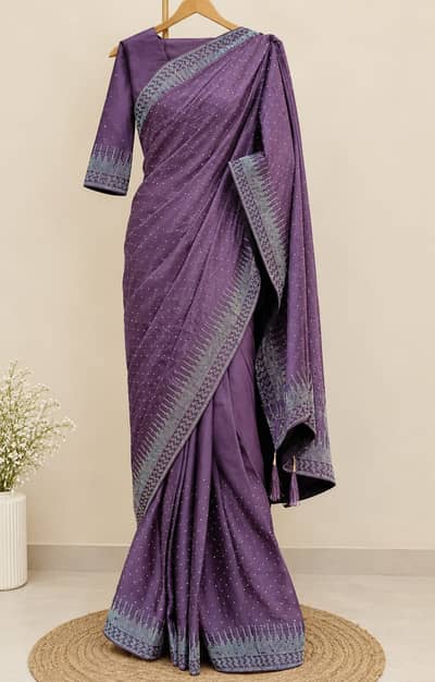 Purple Silk Party Wear Dress for Wedding & Festive Occasions – Excell