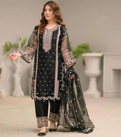 black embroidered 3 piece suit wedding party wear