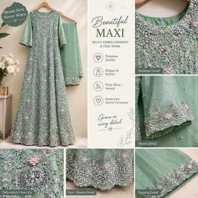 Brand new kora work Maxi| Heavy embellbrishment & elegant party wear