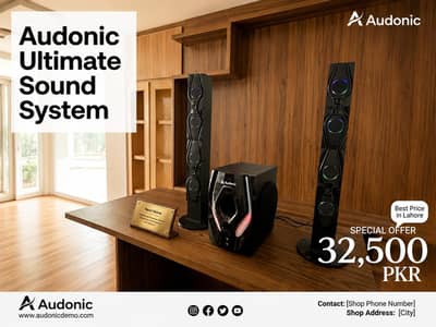 Audionic Reborn RB-105 2.1 Channel Tower Speakers With Box