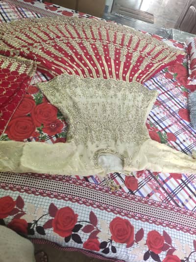 Bridal lehnga,golden red contrast.