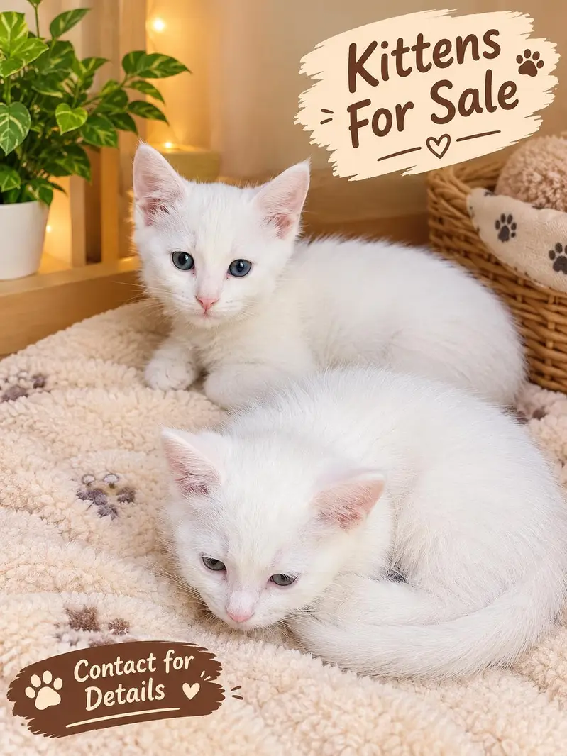 Adorable White Kittens for Sale Healthy & Active — photo 2