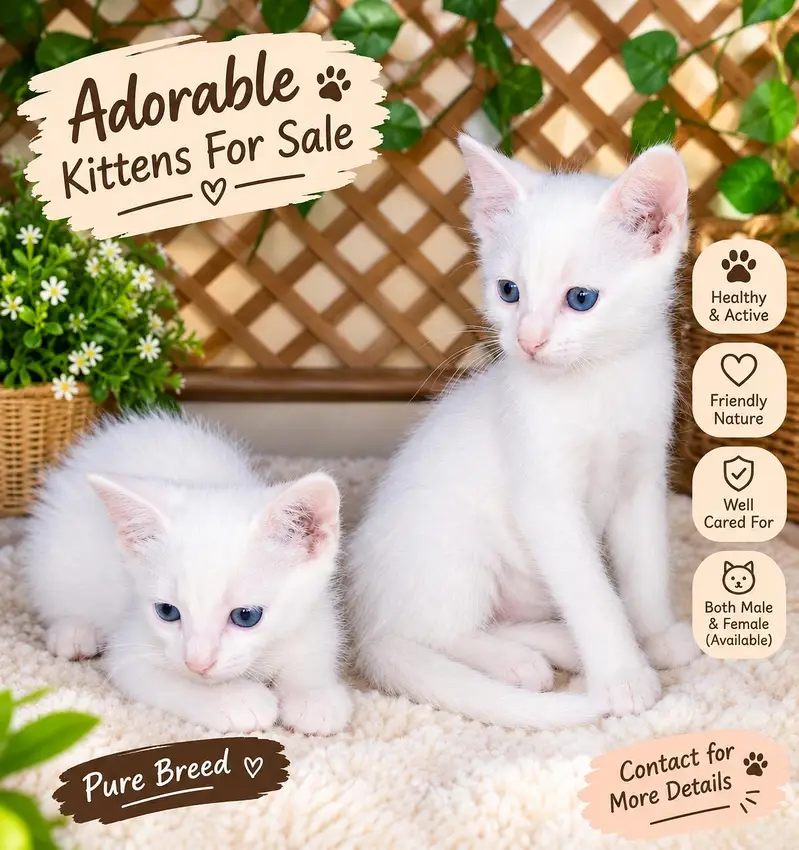 Adorable White Kittens for Sale Healthy & Active — photo 3