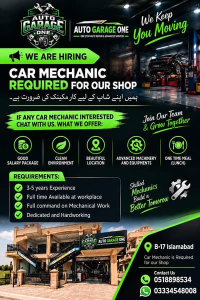 Mechanic Required for WorkShop B-17