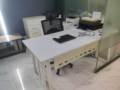 Executive Office Table with Side Table & Chair – Complete Set
