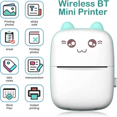 Mini Sticker Printer, Portable Bluetooth Inkless Smart Thermal Printe
