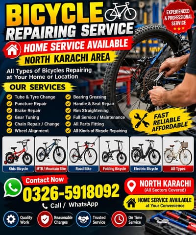 Bicycle Repairing Home Service | North Karachi |