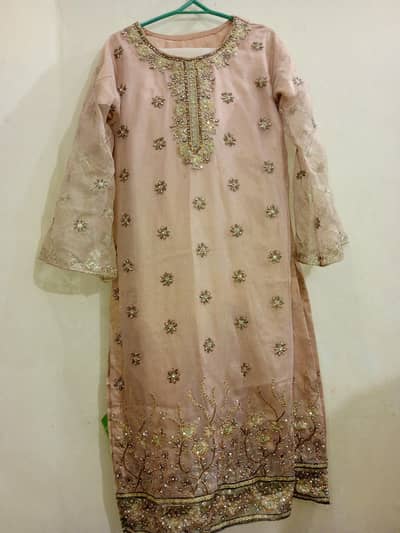 fancy embroidered tea pink dress