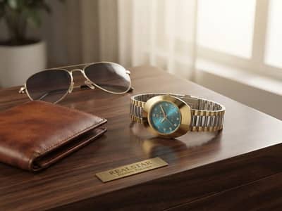 Realstar® Men's Vintage Elliptical Watch with  12 Diamond makers.