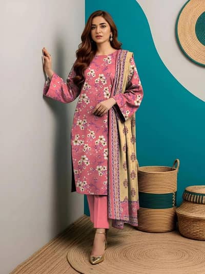 Pink floral Doddy Lawn 3 Pc Unstitched - Free delivery karachi