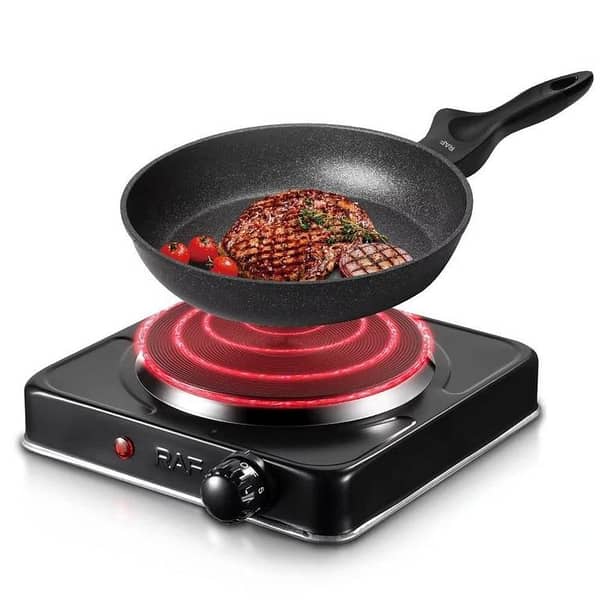 T  Electric Stove Hot Plate 1000W RAF R. 8010A – Portable Electric Cooker | Single Burner Cooking Stove | Energy Efficient Uniform Heating | Best Electric Stove for Home Kitchen Pakistan | RAF Original Electric Chola R. 8010AB Compact Travel Cooking Stove