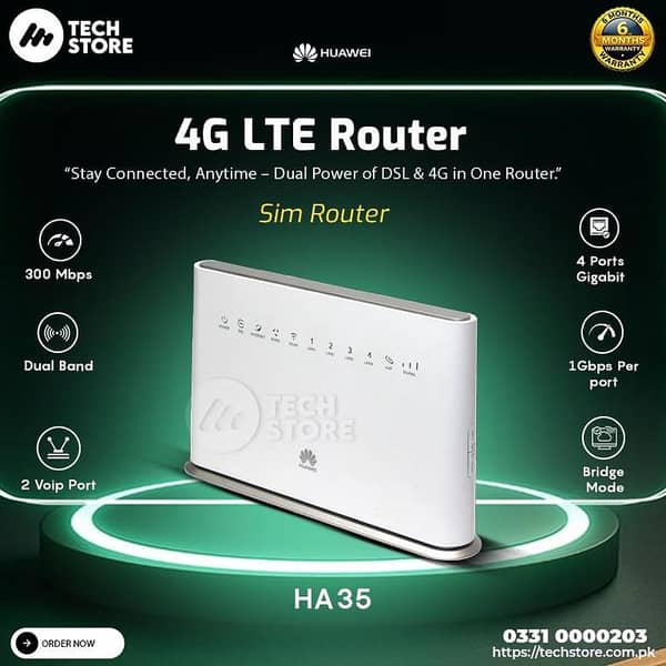 Huawei HA35-10 LTE 4G Router | Hybrid 4G LTE Router | No SIM Lock for All Networks