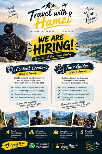 WE ARE HIRING TOUR GUIDE AND CONTENT CREATORS
