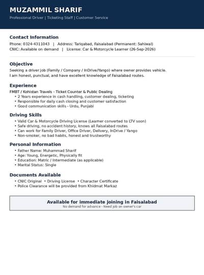 Driver job