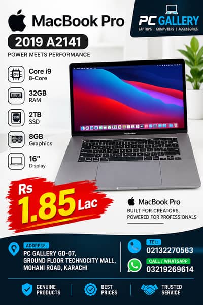 Apple MacBook Pro 2019 A2141 Core i9 8-Core 32GB 2TB 8GB Graphics 16"