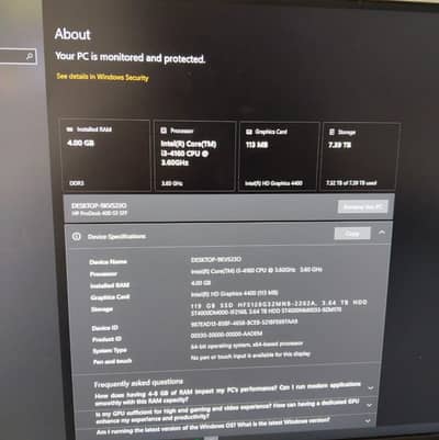 HP COMPUTER PRODESK 400 G1 SFF i3-4160 128 GB SSD 4GB RAM DDR3