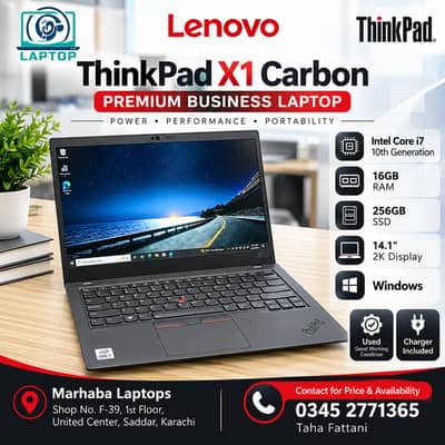 Lenovo ThinkPad X1 Carbon i7 10th Gen 16GB RAM 256GB SSD 2K Display