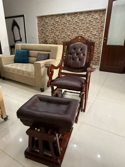 Premium Wooden Swing Chair with Footrest