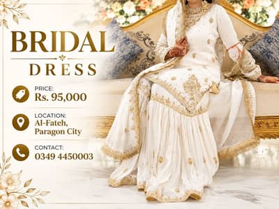 Elegant White & Golden Bridal Gharara – 10/10