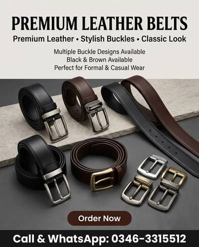 Men’s Leather Belt | Premium Quality | Stylish Buckle | Black & Brown